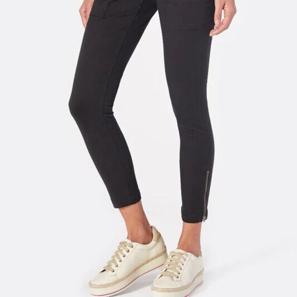 Joie Park Skinny Crop Pants Pockets Stretch Cotton Ankle Zipper Black Women 26 - Picture 2 of 13